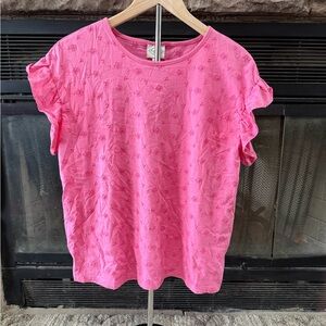 St. John's Bay Pink Textured Eyelet Top